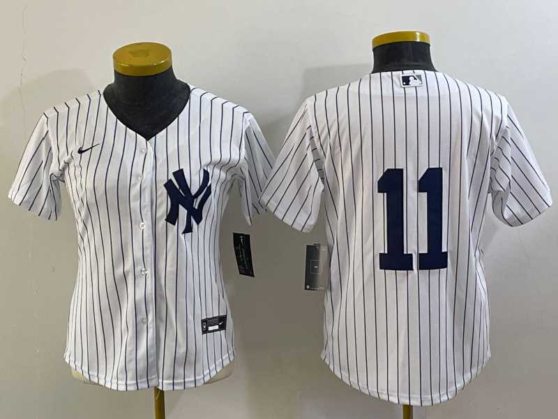 Women%27s New York Yankees #11 Anthony Volpe White No Name Stitched MLB Nike Cool Base Jersey